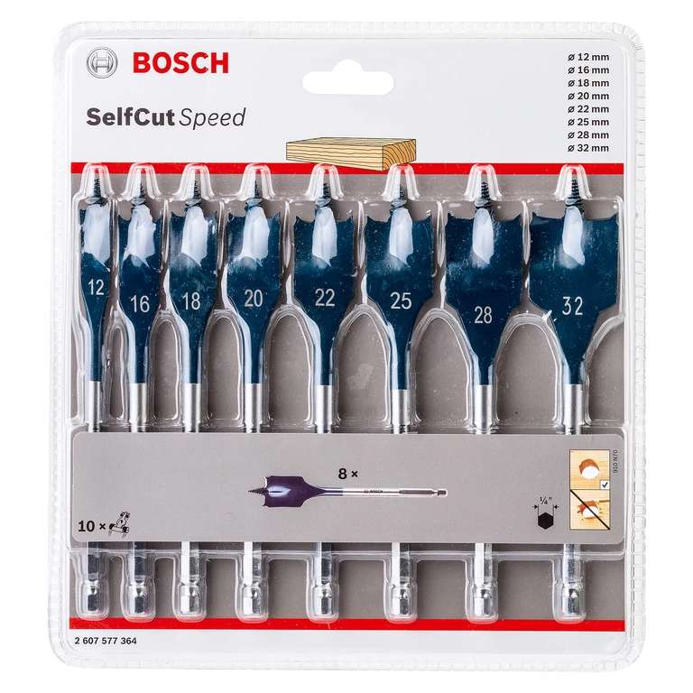 Bosch Professional 8 piece Flat Drill bit £13.70 click & collect (very limited stock) @ B&Q
