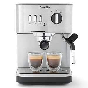 Breville Bijou Espresso Machine | Automatic & Manual Espresso, Cappuccino & Latte Maker | Steam Wand | Silver £99.99 Delivered @ Amazon