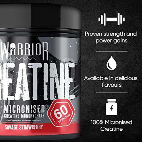 Warrior, Creatine Monohydrate Powder 300g - Micronised for Easy Mixing - Savage Strawberry - £11.35/£8.96 S&S