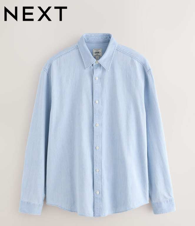 Next Men's 100% Cotton Bleach Denim Summer Shirt - Sizes XS - 5XL - Free Click & Collect