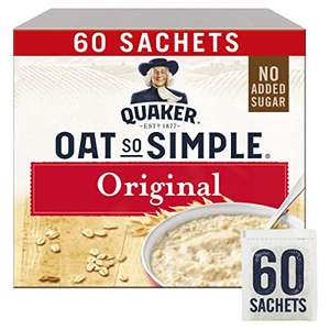 Quaker Oats Oat So Simple Original Porridge Sachets (Case of 60) £6.99 (£6.29 with subscribe and save + 5% first order voucher) @ Amazon