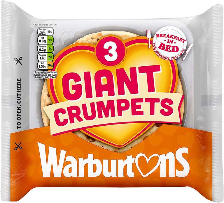 3 Warburtons Giant Crumpets 75p @ Sainsbury's