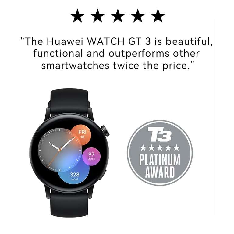 HUAWEI WATCH GT 3 42 mm Smart Watch £142.66 With Coupon + Claim £60  Cashback (£82.66 Once Paid Out) @ Amazon - hotukdeals