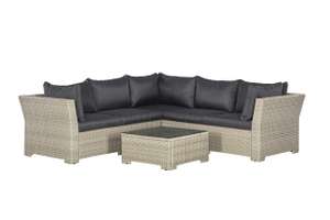 Backyard Furniture Chesterton Luxury 5 Seater Deepseating Rattan Garden Lounge Set with Cushions, Black, 230 x 146 x 67 cm