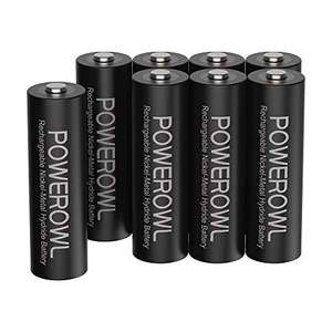 POWEROWL AA Batteries Rechargeable 8 Pack, 2800mAh, 1200 Cycles, 1.2V Ni-MH - Sold by NengWo-EU FBA