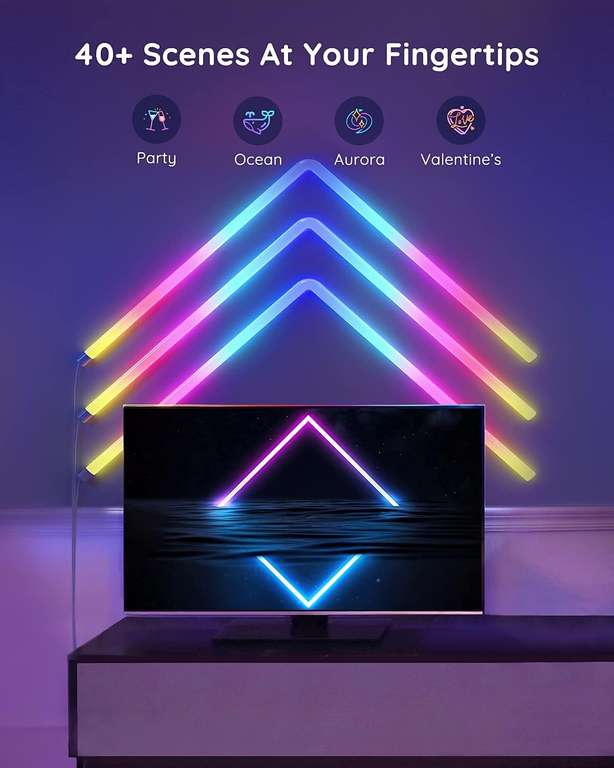 Govee Glide H6062 RGBIC Smart Wall Light ( 8 straight pieces + 4 corners / Music Sync LED / Alexa / Google ) w/voucher @ Govee UK / FBA