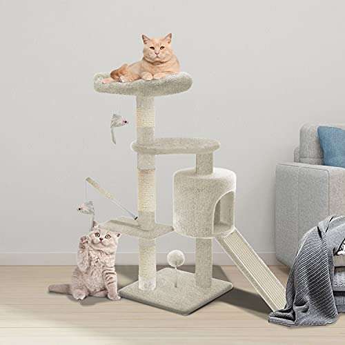 VOUNOT Cat Tree Tower, Cat Condo with Sisal Scratching Post, Multi Level Cat Climbing Frame Indoors, Beige, XL £28.44 @ Amazon