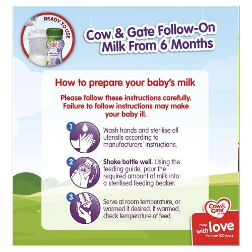 Cow & Gate 2 Follow On Baby Milk Ready to Use Liquid Formula, 6-12 Months, 200ml (Pack of 12) £6.90 / £6.56 S&S @ Amazon