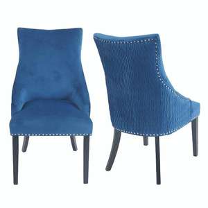 Annabelle Pleated Back Velvet Dining Chairs - Set of 2 - Navy - £112 delivered @ Homebase