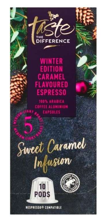 10 Coffee Pods Sainsbury's Caramel Espresso, Winter Edition, Taste the Difference