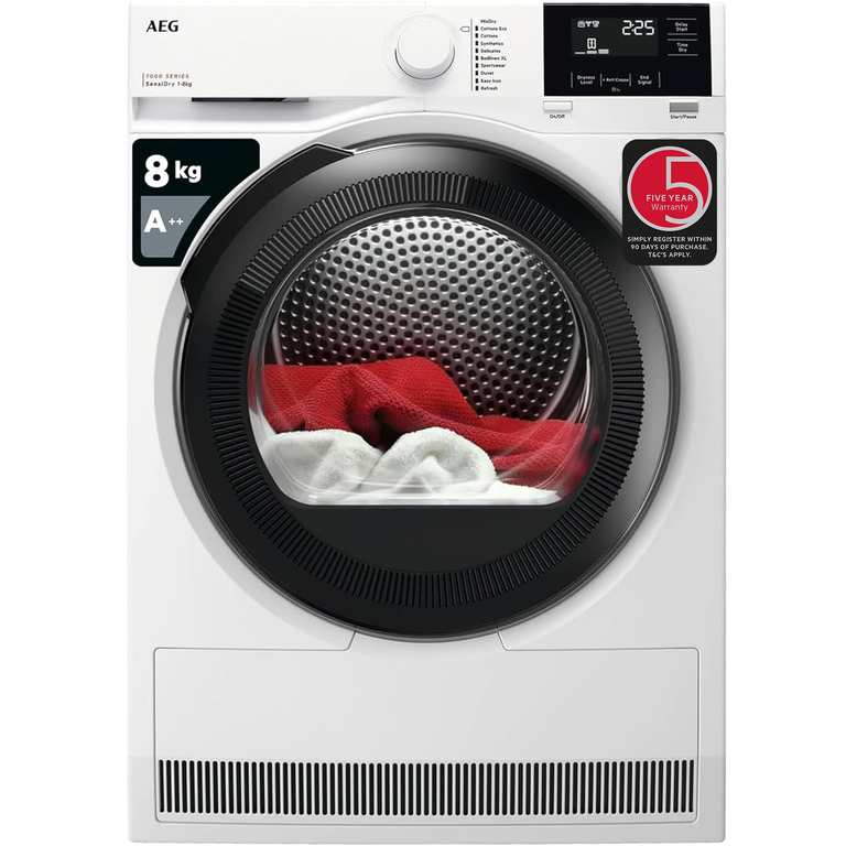 AEG Tumble Dryer 8 kg Class A++ TR718L4B, White [Energy Class A++] - 5 year warranty (further 10% off if buying 2 qualifying items)