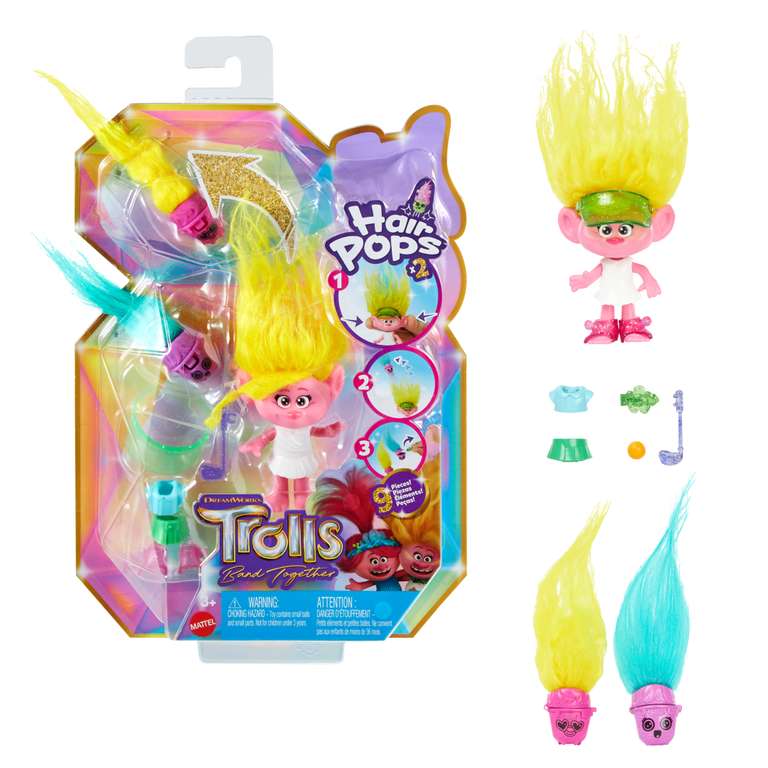 Trolls 3: Hair Pops Poppy, Viva or Branch Doll / Hair-Tastic Queen Poppy Fashion Doll & 15+ Hairstyling Accs £4.99 + more in post (Free C&C)