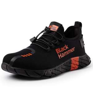 Black Hammer Mens Steel Toe Cap Work Trainers Safety Shoes, Size 10