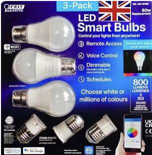 FEIT Electric smart bulbs 60W millions of colours 800 lumens 3 Pack - Instore (Gateshead)