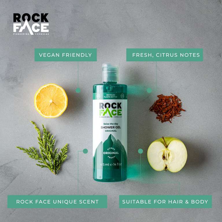 Rock Face Original Shower Gel 410ml | All in One Body Wash | Fresh Citrus Long Lasting Scent | £2.34 or less with S&S