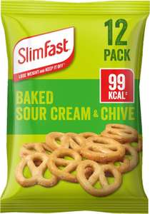 slimfast sour cream and chive pretzels or baked cheddar 12x 23g (Or £5.39 or cheaper with S&S)