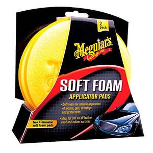 Meguiar's X3070 Soft Foam 4" Applicator Pads (2 Pack) for hand applying waxes or tire dressings
