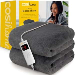 Cosi Home Luxury Faux Fur Heated Throw - Electric Heated Blanket with 9 Heat Settings - 3p to run - Sold by One Retail Group FBA