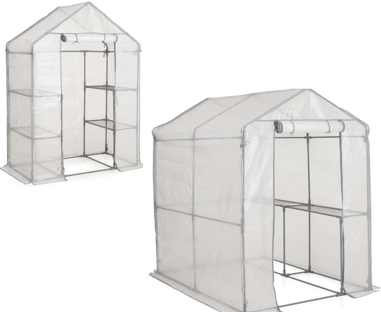 Wilko WalkIn Greenhouse with 4 Metal Shelves / Wilko Walk-In PE Greenhouse, Cover & Shelf Stage - £31 with code for Click & Collect @ Wilko