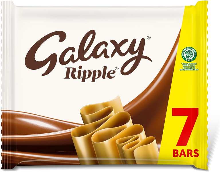 Galaxy Ripple Milk Chocolate Sharing Snacks Sweet Treats Multipack 7 x 30g (£2.11 / £1.99 S&S)