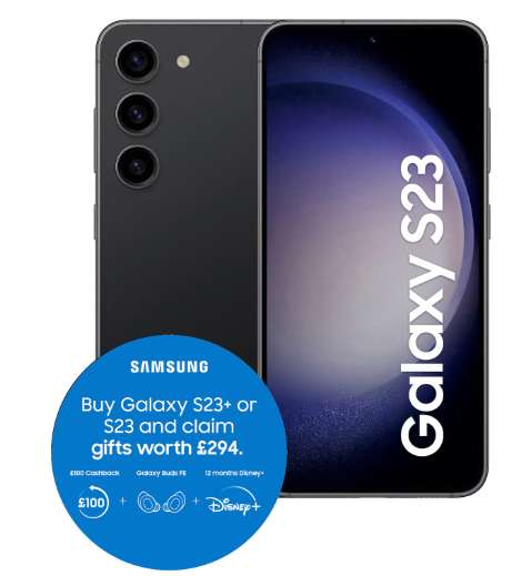 Samsung Galaxy S23 5G 128GB + Buds Fe, 12 Months Disney+ & £100 Cashback, £100 Trade In (£499 W/trade & CB) + Sim w/code | 256GB £899 / £549