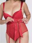 Lovehoney Moonlight Desire Red Satin Crotchless Body - Free Delivery W/Code