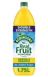 Robinsons Double Concentrate Orange & Pineapple Squash, 1.75L, £1.75 or £1.58 Subscribe and Save + 20% voucher on 1st S&S @ Amazon