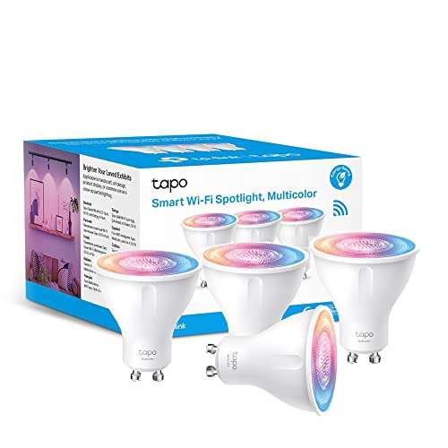 TP-Link Tapo Smart Wi-Fi Spotlight, Multicolour, White Tunable, GU10 Lamp Base Tapo L630 (4-pack) £29.99 @ Amazon