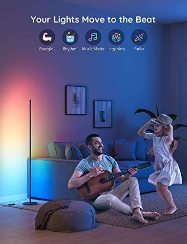 Govee LED Floor Lamp, RGBIC Corner Floor Lamp Works with Alexa Google Assistant, 16 Million Colours & 58 Scenes W/voucher - Govee UK FBA