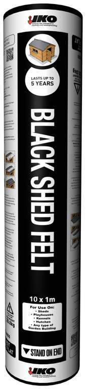 IKO Black Shed Roofing Felt - 10 x 1m - Free Click & Collect