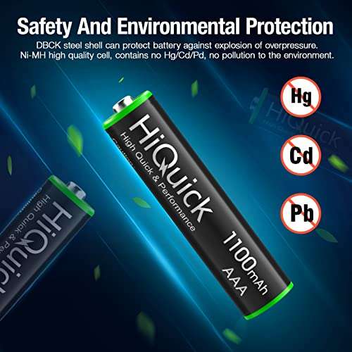 HiQuick AAA Rechargeable Batteries 1100mAh, 8 AAA Rechargeable Battery 1.2V High Performance, Retailer Package - £6.32 Subscribe & Save