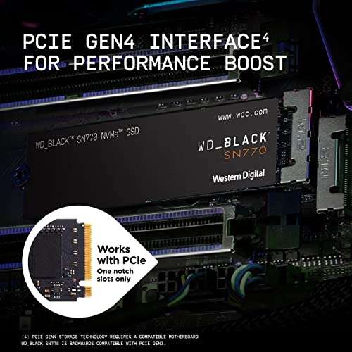 1TB - WD_BLACK SN770 PCIe Gen 4 x4 NVMe SSD - 5150MB/s, 3D TLC (PS5 Compatible) - £43.99 @ Amazon