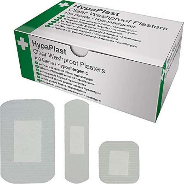 HypaPlast Clear Washproof Assorted Plasters (Pack of 100) - £3.74 / £3.37 Subscribe & Save @ Amazon