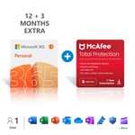 Microsoft 365 Personal (15-Month) + McAfee Total Protection (12-Month) Subscriptions |1 Person