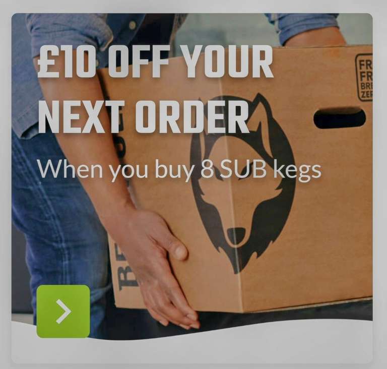 £10 off your next order when you buy 8 2L Sub Kegs @ Beerwulf