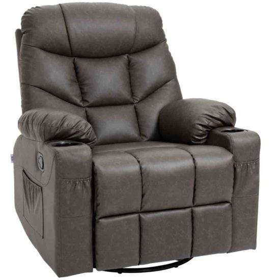 HOMCOM Manual Recliner Chair With Footrest, Cup Holder, Side Pocket, Brown with code