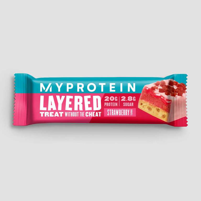 Myprotein Layered Protein Bar 12 Pack- Strawberry £7.81 + £3.99 delivery at Myprotein
