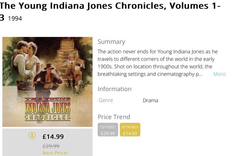 The Young Indiana Jones Chronicles series 1-3 £14.99 @ iTunes