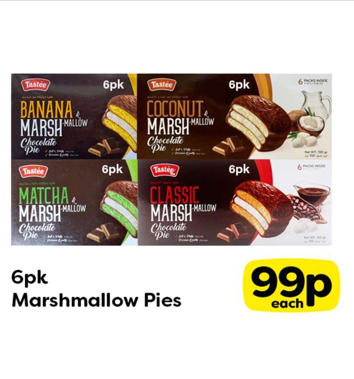 Tastee 6pk Marshmallow Pies Classic/Coconut/Banana/Matcha