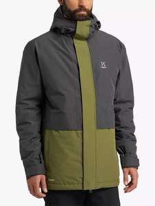 Haglöfs Salix Proof Mimic Men's Waterproof Parka Jacket, Magnetite/Olive Green Size L - £66 @ John Lewis & Partners