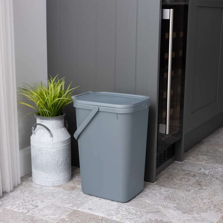 Addis Kitchen Recycling & General Storage Bin 18 litres Eco from Recycled Plastic Light Grey