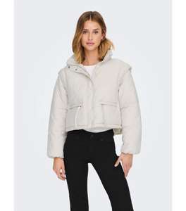 JDY Cream Detachable Sleeve Crop Puffer Jacket £36 @ New Look