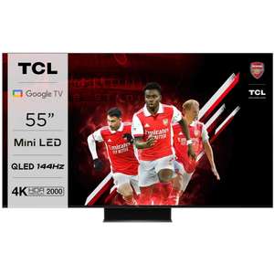 TCL 55C845K 55" Smart 4K Mini-LED 144hz TV with QLED, Google TV & 2.1 Onkyo Sound System + Free TCL Breeva A3 Smart Air Purifier Worth £169