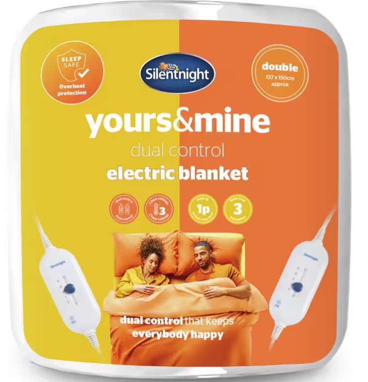 Yours and mine Silent Night dual control electric blanket king