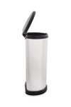 Curver Metal Effect 70% Recycled Kitchen One Touch Deco Bin, Silver, 40 Litre