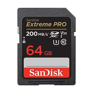 SanDisk 64GB Extreme PRO SDXC card + RescuePRO Deluxe, up to 200MB/s, UHS-I, Class 10, U3, V30 - £12.99 @ Amazon