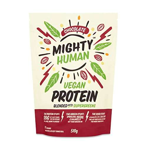 Mighty Vegan Protein Powder, Chocolate Flavour, (510g) Plant Based, Dairy Free Protein Shakes - £2.83 @ Amazon
