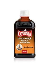 Covonia Chesty Cough Mixture Syrup Mentholated, Sore Throat Relief, Non-Drowsy Formula – 300ml £4 / £3.80 Subscribe & Save @ Amazon