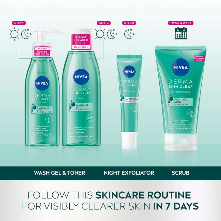NIVEA Derma Skin Clear Scrub With Salicylic Acid & Enriched with Niacinamide 150ml (£2.24/£2.12 on S&S) + 10% off 1st S&S
