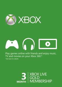 XBOX Live 3-month Gold Subscription EU - £5.44 with code @ Kinguin / Hicdkey